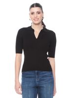 Sweater Manga Corta con Cuello y Escote V