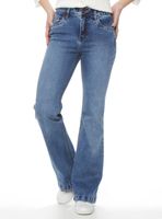 Jeans Flare Tiro Alto Pretina Básica 1 Botón J346