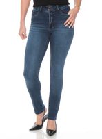 Jeans Pitillo Tiro Alto Pretina Media 2 Botones Push Up