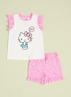 Pijama Corto Estampado Hello Kitty Manga con Vuelos