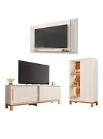 Panel TV + Rack 1.3m + Vitrina + Buffet Mondrian Off White