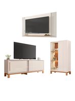 Panel TV + Rack 1.5m + Vitrina + Mondrian Off White