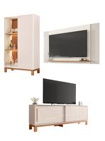 Panel TV + Rack 1.8m + Buffet + Vitrina Mondrian Off White