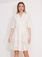 Vestido Camisero con Bordado en Borde Inferior