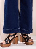 Sandalia Taco Plataforma con Hebillas Mujer