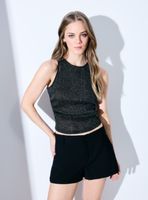 Polera Malla Fruncido Costado Brillante