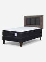 Cama Europea 1 Plaza New Style 6 Plus + Respaldo Rachel Gris