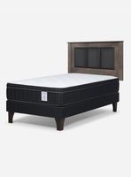 Cama Europea 1.5 Plazas New Style 6 Plus + Respaldo Rachel Gris