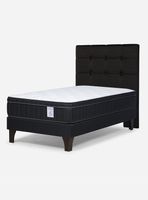 Cama Europea 1.5 Plazas New Style 6 Plus + Respaldo Issey Grafito
