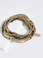 Pulsera Mix Piedras y Mostacilla Metálica