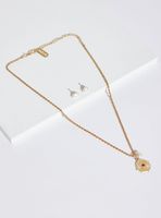 Set Collar y Aros Perla Dorado con Dije