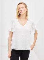 Blusa Fluida Manga Tulipán y Tela con Brillo