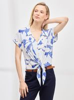 Polera Tipo Blusa Anudada con Tela Elasticada