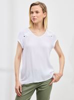 Polera Mezcla de Telas con Detalle de Botones en Hombro