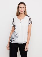 Blusa Mix Telas con Botones Metálicos