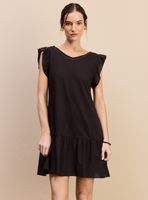 Vestido con Proceso de Lavado Detalle de Cadena en Escote