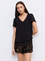 Blusa Escote V Mangas con Vuelos