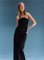 Blusa Strapless con Drapeado Colección María Guldman