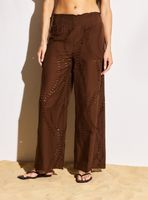 Pantalón Wide Leg Cintura Elástica y Detalles de Broderie