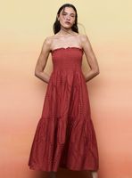 Vestido Strapless con Panal de Abeja y Evasé