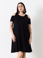 Vestido Hombros Cut-Out y Espalda con Pabilos Cruzados