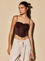 Polera Tipo Corset Encaje y Mesh