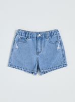 Short Denim con Parche Hibiscus
