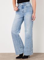 Jeans Delantero con Brillos y Ojetillos