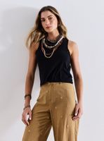 Polera Tela Acanalada con Detalles en Encaje