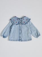 Blusa Cuello Bobo con Bordados de Cerezas en Contraste