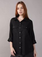 Camisa de Mezcla de Lino con Botones Estilo Fin de Semana