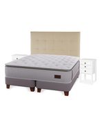 Cama Europea Heritage 2 Plazas 150x200 cm + Respaldo Crudo + Velador Roma