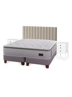 Cama Europea Heritage 2 Plazas 150x200 cm + Respaldo Tubular + Vel Roma