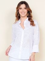 Blusa Abotonada Manga 3/4 Schiffli