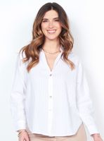 Blusa Manga Larga Listada Abotonada