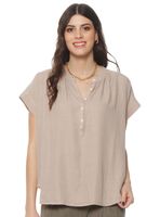 Blusa Manga Corta Lyocell Abotonada en Delantero