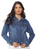 Chaqueta Denim Abotonada en Delantero con Bolsillo