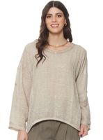 Polera Manga 3/4 Lino Escote V