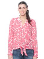 Blusa Estampada Abotonada en Delantero Color