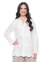 Blusa Manga Larga Embroidery Abotonada en el Delantero