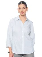 Blusa Manga 3/4 Listada Abotonada
