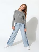 Jeans Bicolor Wide Leg Niña