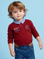 Polera Cuello Camisero Denim con Parche en Pecho