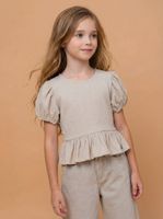 Polera Manga Globo con Tela Crepé Elástica