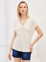 Polera con Textura y Detalle de Tela en Escote