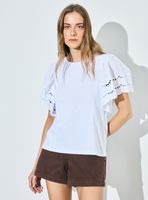 Polera con Mangas Volantes y Escote Redondo