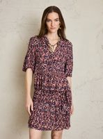 Blusa Estampada con Corte en Cintura Y Botones