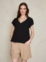 Polera con Corte en Cintura y Detalle de Macramé