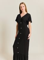 Vestido Abotonado Manga Campana