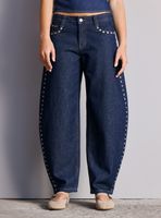 Jeans Balloon Aplicación Tachas Bolsillo y Costado